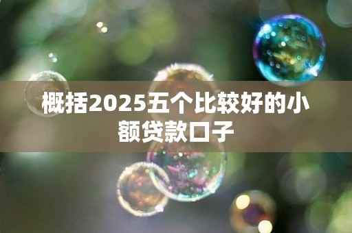 概括2025五个比较好的小额贷款口子