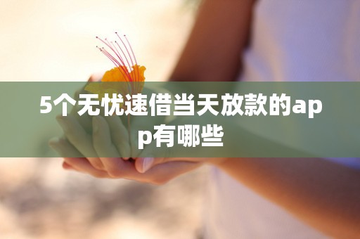 5个无忧速借当天放款的app有哪些