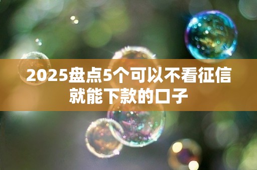 2025盘点5个可以不看征信就能下款的口子