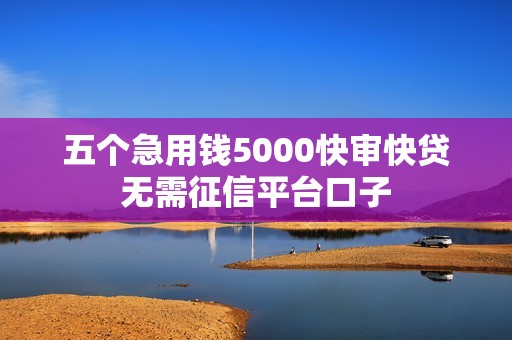 五个急用钱5000快审快贷无需征信平台口子