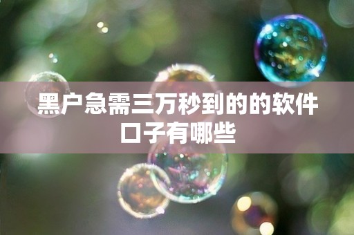 黑户急需三万秒到的的软件口子有哪些