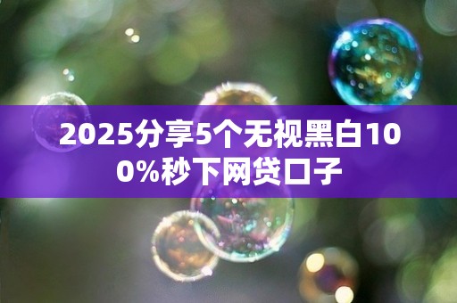 2025分享5个无视黑白100%秒下网贷口子 2025分享5个无视黑白100%秒下网贷口子