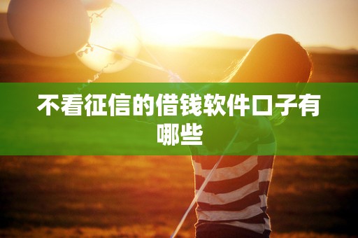 不看征信的借钱软件口子有哪些