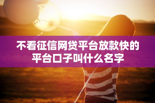 不看征信网贷平台放款快的平台口子叫什么名字