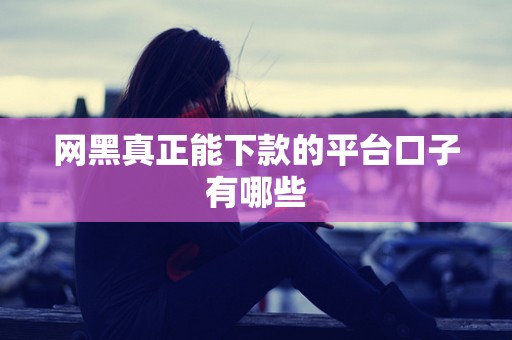 网黑真正能下款的平台口子有哪些