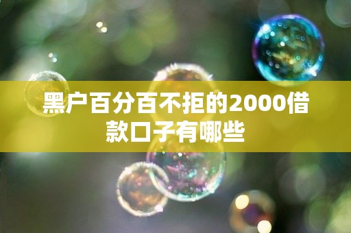 黑户百分百不拒的2000借款口子有哪些