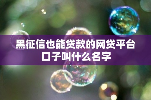 黑征信也能贷款的网贷平台口子叫什么名字 黑征信也能贷款的网贷平台口子叫什么名字