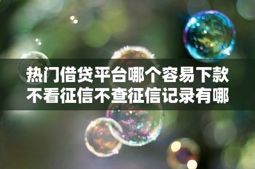 热门借贷平台哪个容易下款不看征信不查征信记录有哪些 热门借贷平台哪个容易下款不看征信不查征信记录有哪些