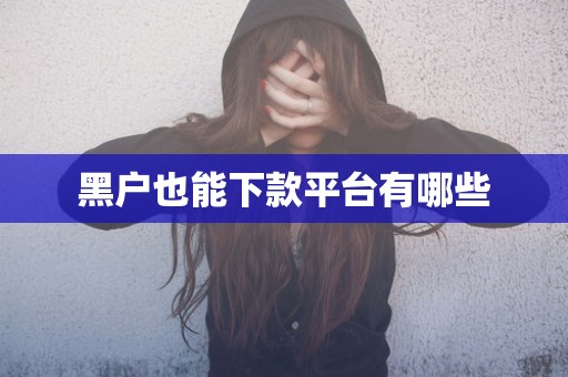 黑户也能下款平台有哪些