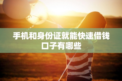 手机和身份证就能快速借钱口子有哪些