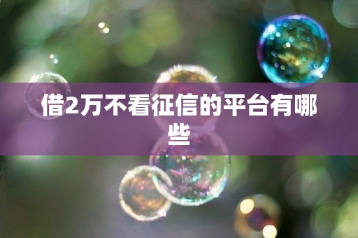 借2万不看征信的平台有哪些