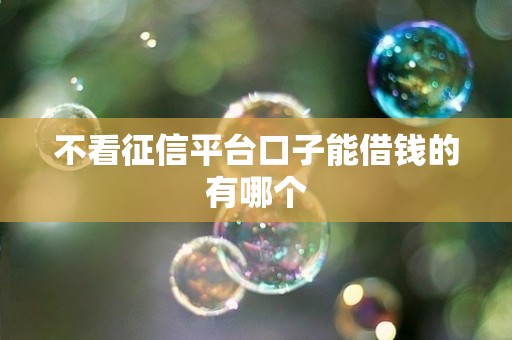 不看征信平台口子能借钱的有哪个