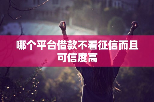哪个平台借款不看征信而且可信度高