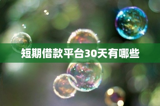 短期借款平台30天有哪些