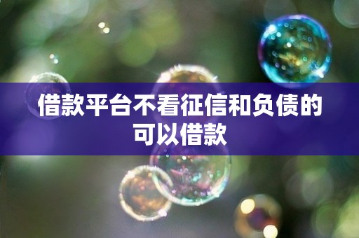 借款平台不看征信和负债的可以借款