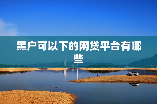 黑户可以下的网贷平台有哪些