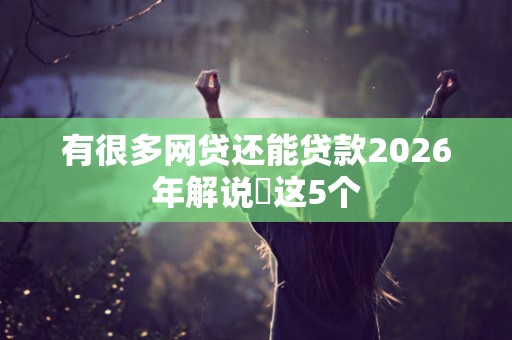 有很多网贷还能贷款2026年解说这5个 有很多网贷还能贷款2026年解说这5个