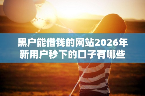 黑户能借钱的网站2026年新用户秒下的口子有哪些
